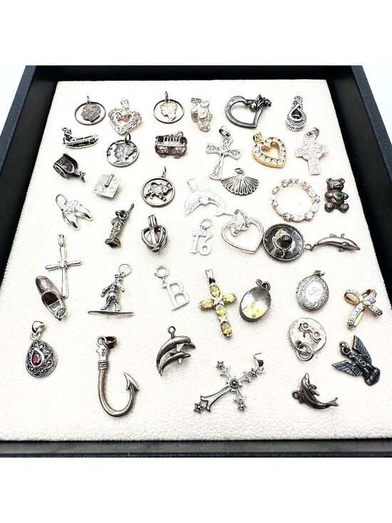 Sterling Silver Jewelry - Sterling Silver Pendant Charm Lot 83 Grams Wear Scrap or Resell All XRF Tested